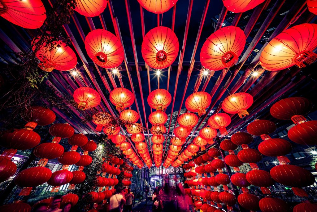 Chinatown, Sydney streets decorated for the 2025 Lunar New Year festivities and the Year of the snake.